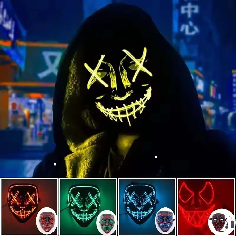 Led Purge Mask Halloween - Беспроводная неоновая светодиодная маска, светящаяся в