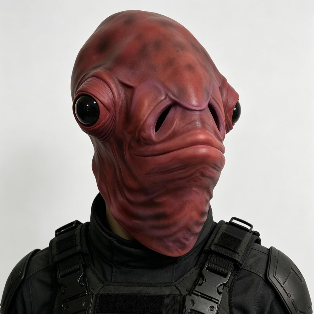 Latex Alien Mask Realistic - Реалистичная латексная маска инопланетянина с красной
